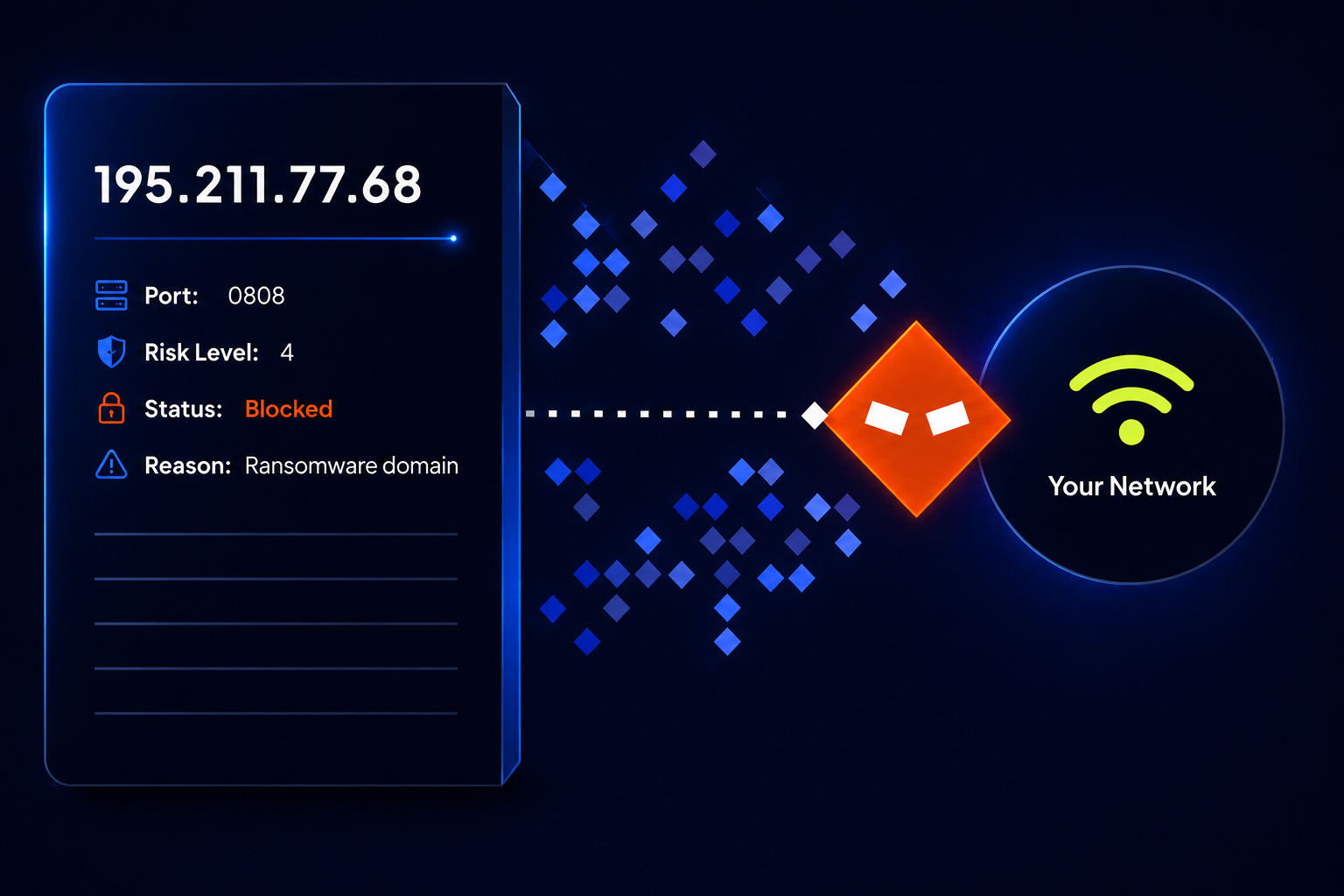 Shield blocking ransomware connection